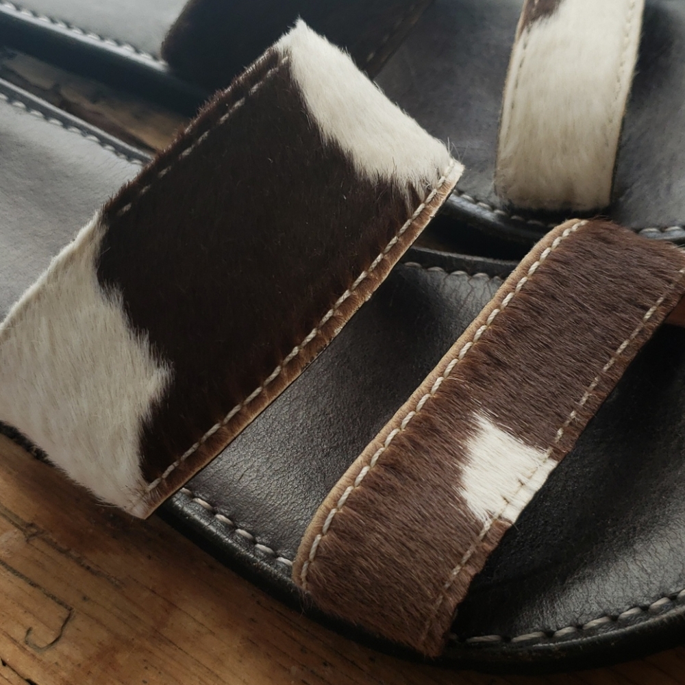 Ladies Leather Cowhair Sandals - Picture 3 of 4